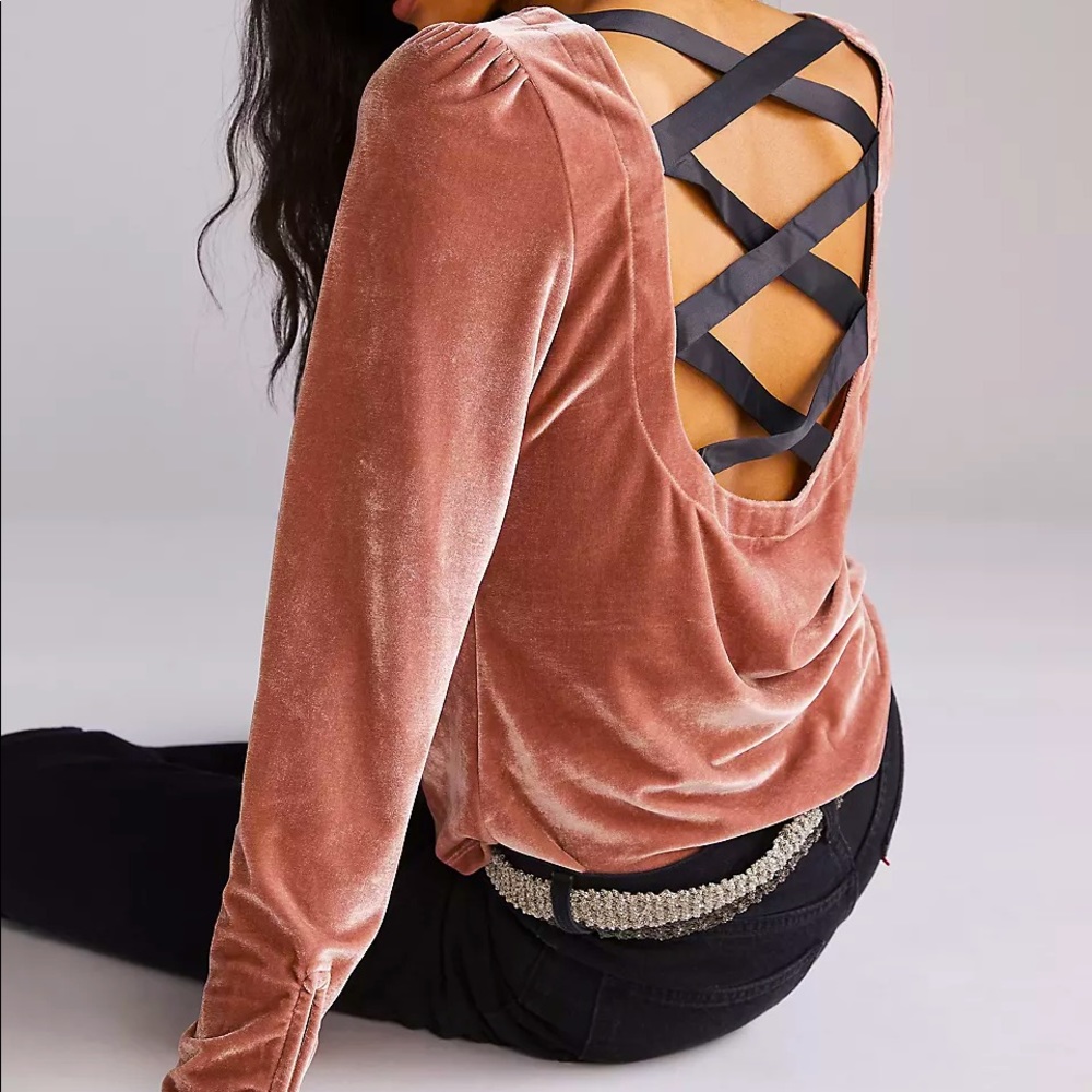 Anthropologie Open Back Velvet Top